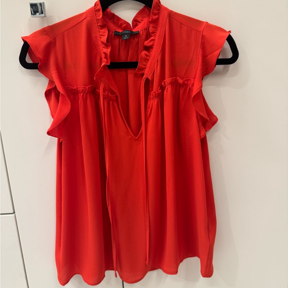 J Crew Orange blouse size medium spring summer ruffle boho top